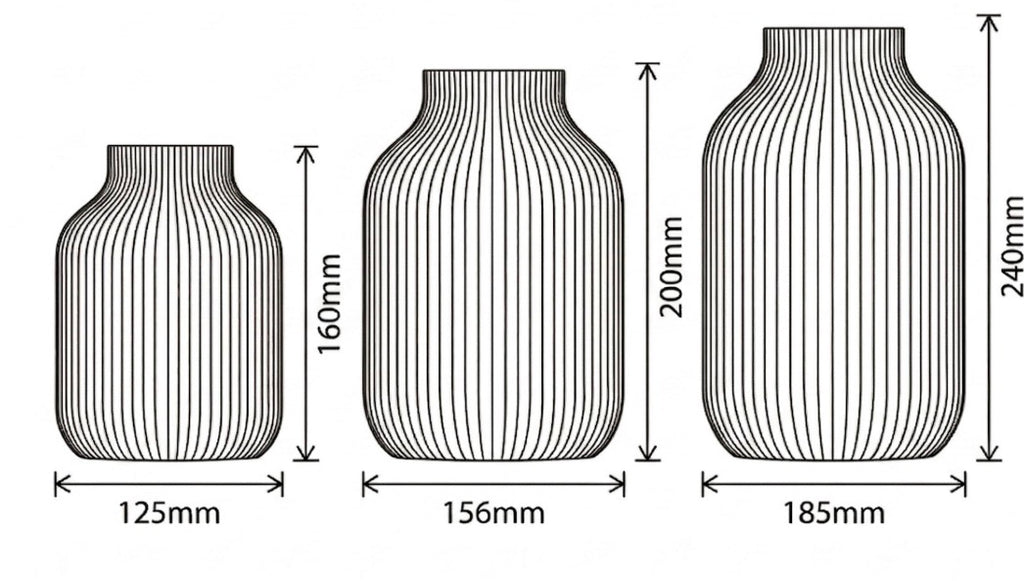 Stratos Ribbed Vase | Modern 3D Printed Home Decor, Minimalist Flower Arrangement