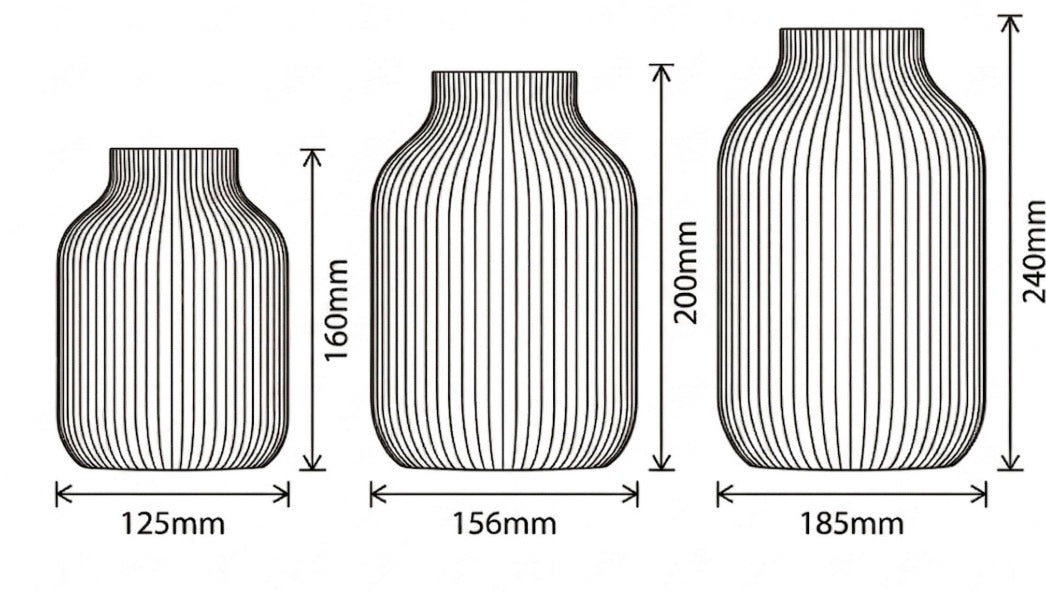 Stratos Ribbed Vase | Modern 3D Printed Home Decor, Minimalist Flower Arrangement