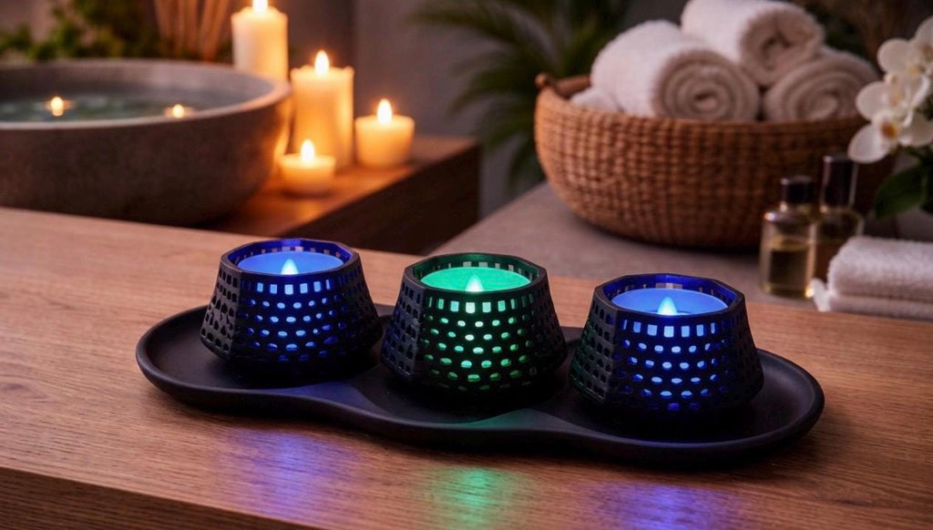 Geometric LED Tealight Holder Set | 3D Printed Modern Minimalist Table Decor