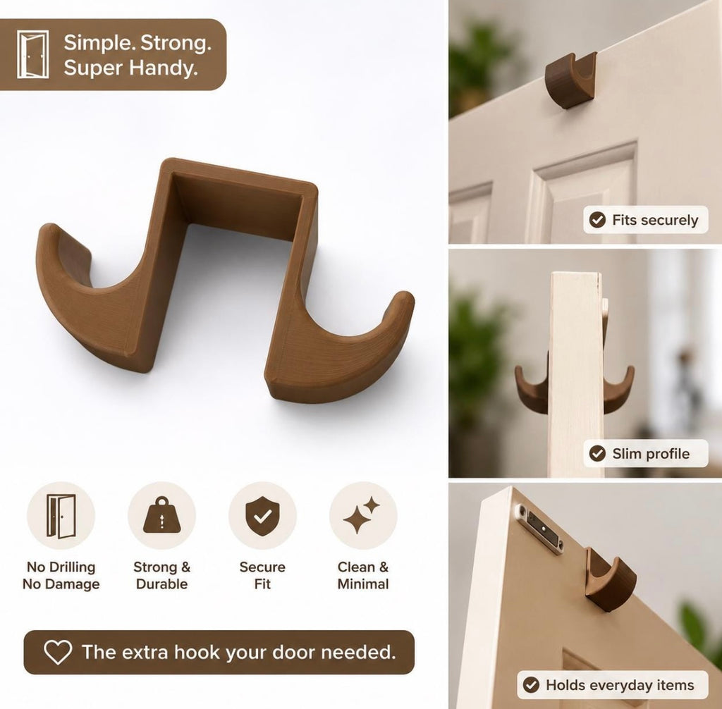 Double Sided Door Hook 3D Printed